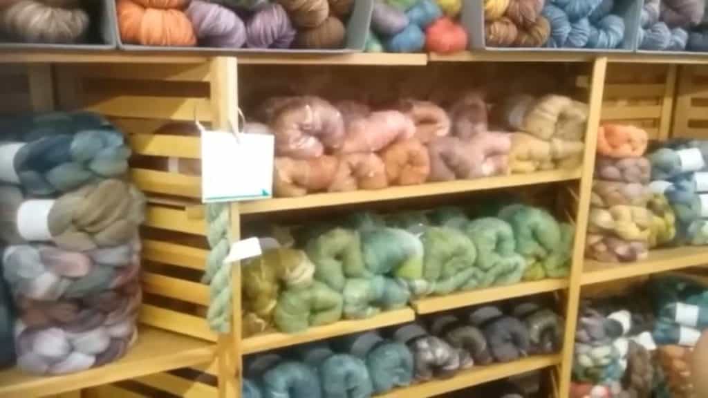 Hand dyed roving on display at the Great lakes Sheep and Wool Show in Wooster, Ohio.