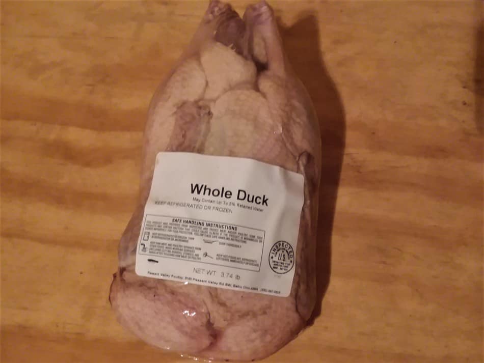 whole Pekin duck, locally processed