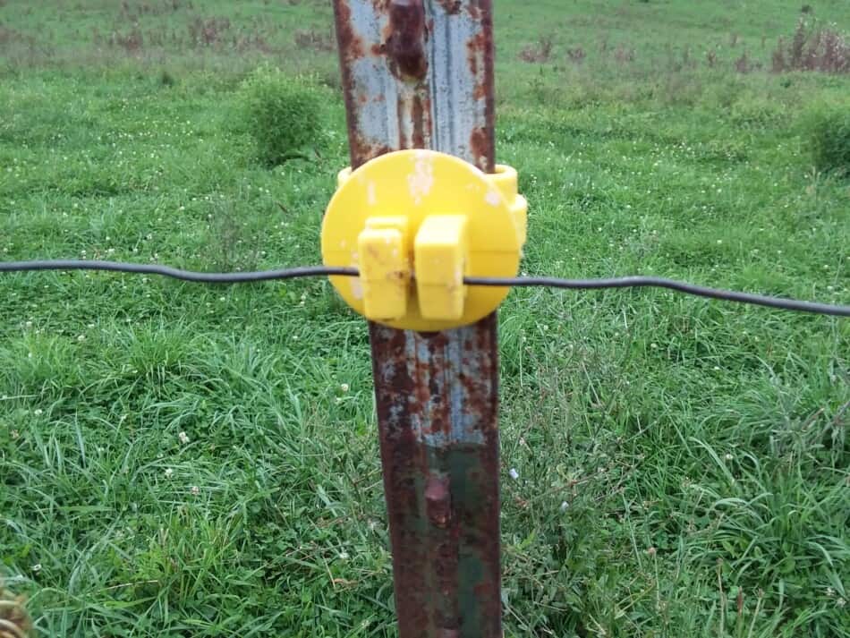 t post with insulator and metal wire